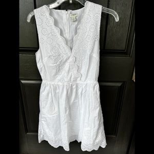 J. Crew white eyelet sleeveless lined dress Size 00